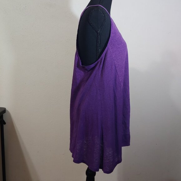 Eileen Fisher Linen Asymmetrical Tank Top Small Purple Racerback Lagenlook - Picture 2 of 7